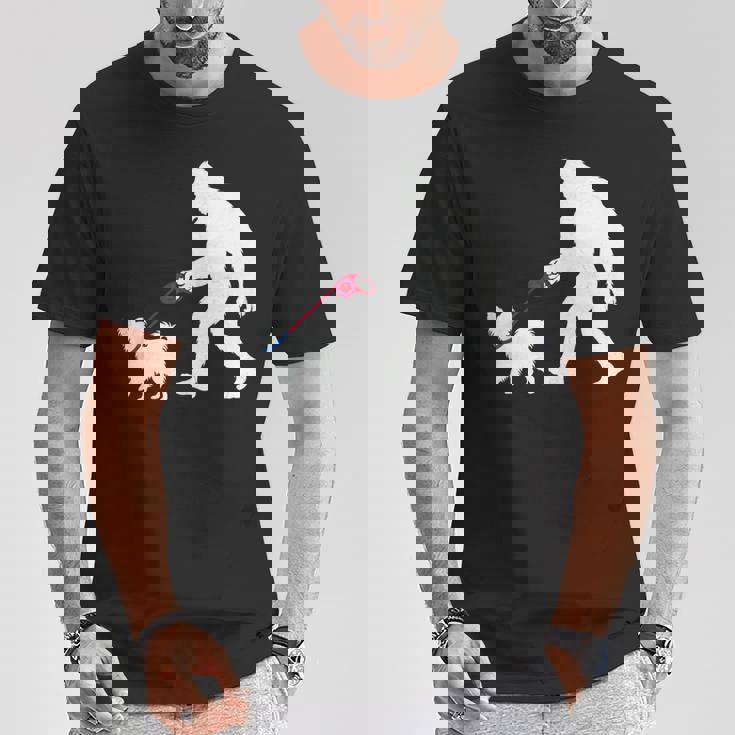 レトロ ビッグフット ウォーキング パピヨン 犬 面白い サスカッチ 長袖tシャツ Tシャツ 面白い贈り物