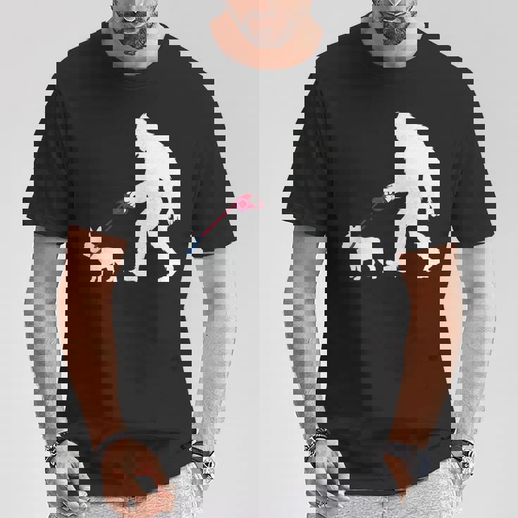 レトロ ビッグフット ウォーキング フレンチブルドッグ ファニー サスカッチ 長袖tシャツ Tシャツ 面白い贈り物