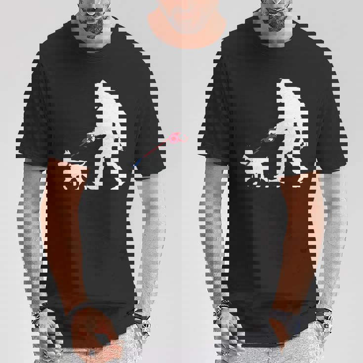 レトロ ビッグフットウォーキング 杖 コルソ 犬 面白い サスカッチ 長袖tシャツ Tシャツ 面白い贈り物