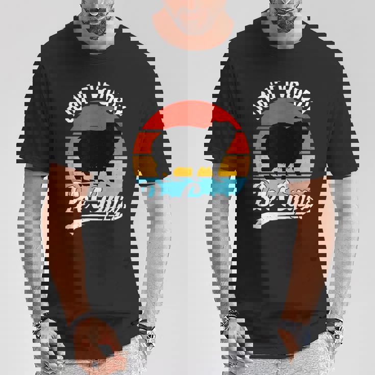 レトロ 面白い カピバラ Don't Worry Be Capy Tシャツ 面白い贈り物