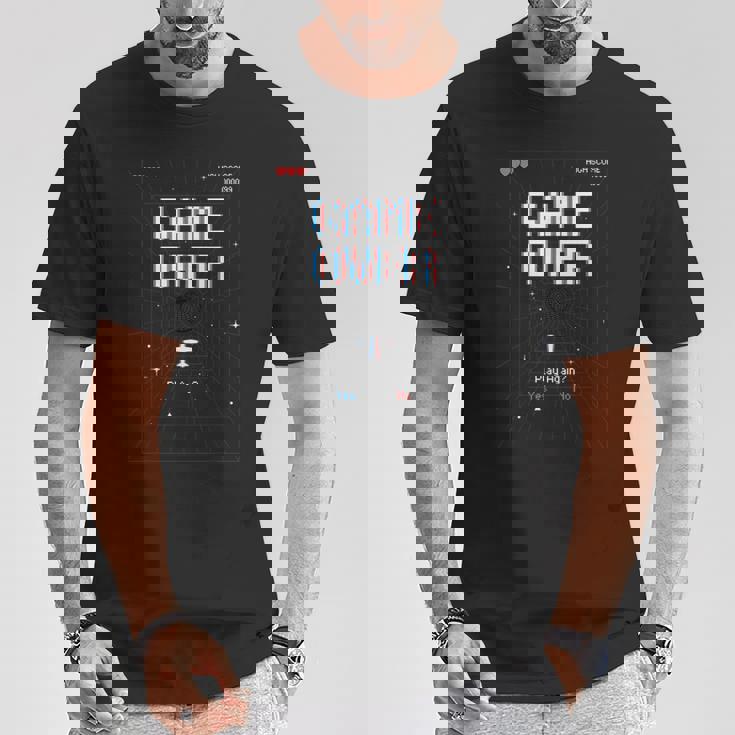 レトロアーケードゲームオーバーゲーム Tシャツ 面白い贈り物