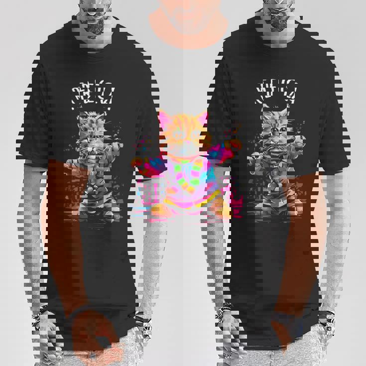 レベッカ 踊る子猫デザイン 女の子 名前 レベッカ Tシャツ 面白い贈り物