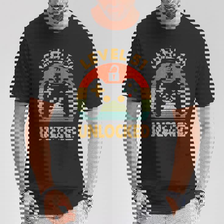 レベル51アンロック レトロヴィンテージ51歳の誕生日ゲームゲーマー Tシャツ 面白い贈り物