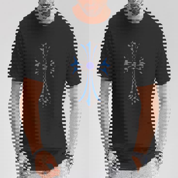 ロイヤル ブルー サファイア クロス 長袖tシャツ Tシャツ 面白い贈り物