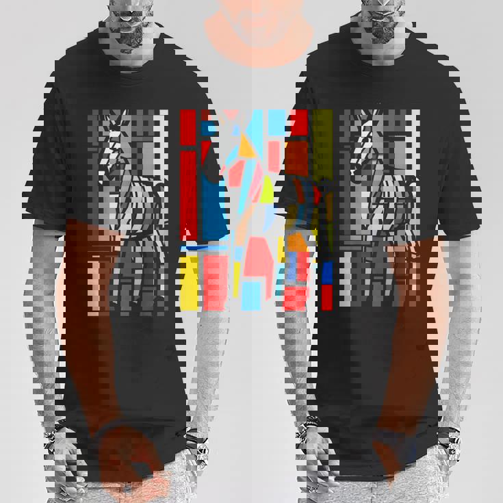 ロバ カラフル 動物 グラフィック アートワーク ロバ Tシャツ 面白い贈り物