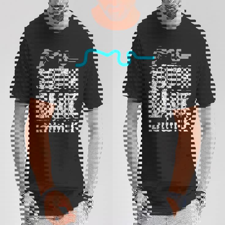 ロンドン、「サウスバンク」の「テムズ川」地図のロンドンお土産 Tシャツ 面白い贈り物