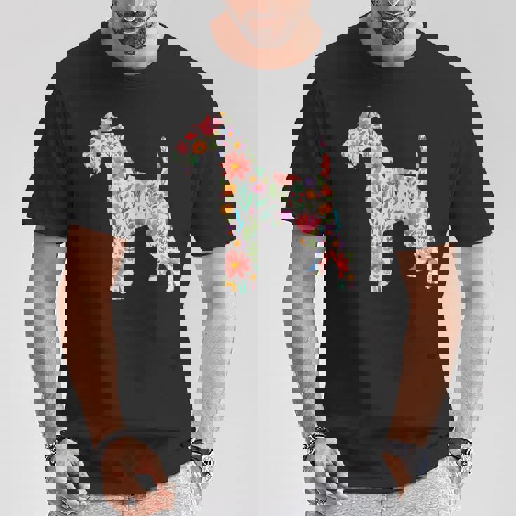 ワイヤーフォックステリア 水彩フラワーデザイン 長袖tシャツ Tシャツ 面白い贈り物