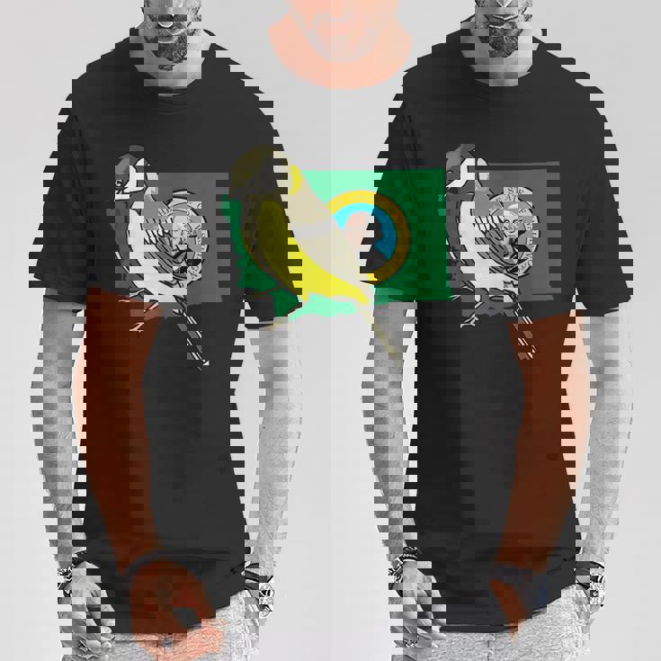 ワシントン州旗 ゴールドフィンチ 鳥 Tシャツ 面白い贈り物