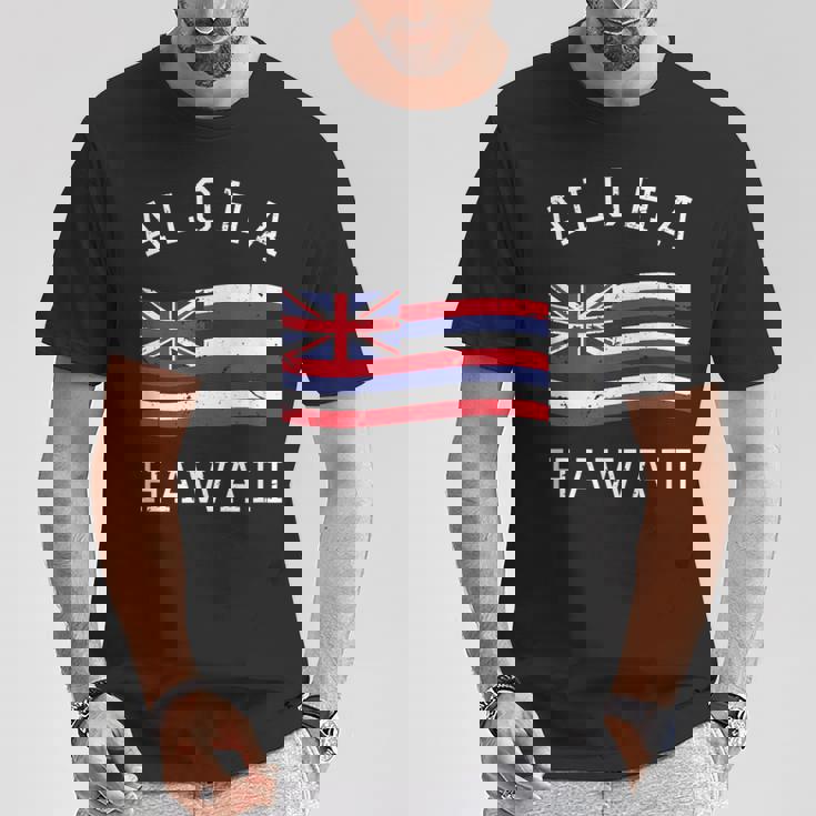 ヴィンテージ アロハ州 ハワイ国旗 ハワイアン 旗 メンズ レディース Tシャツ 面白い贈り物