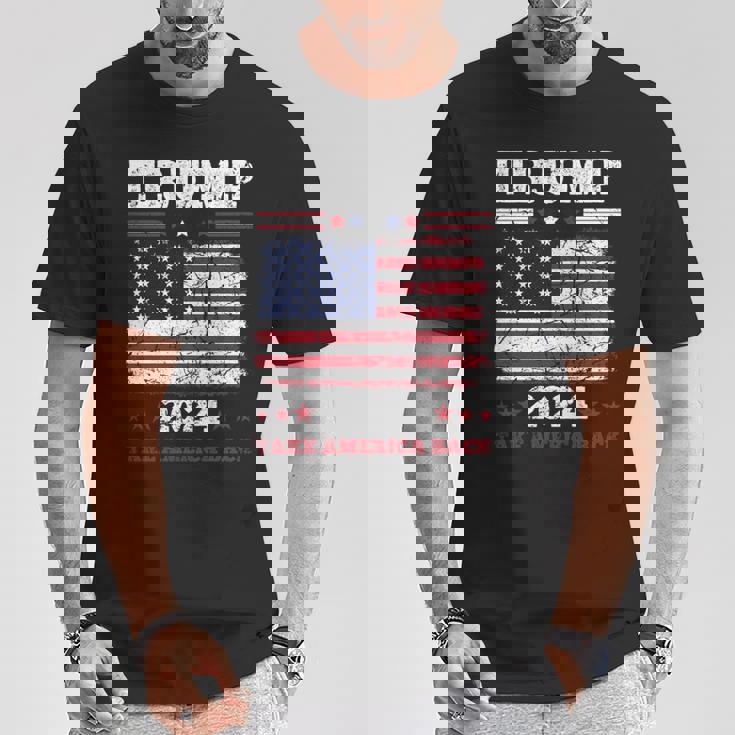 ヴィンテージ ドナルド トランプ 2024 テイク アメリカ バック 長袖tシャツ Tシャツ 面白い贈り物