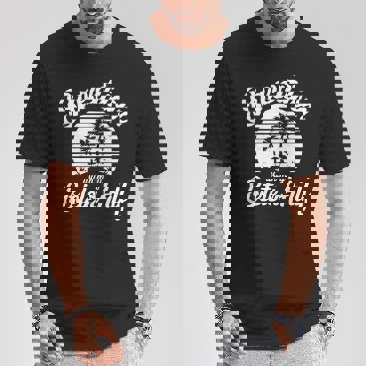 ヴィンテージbaecation With My Better ハーフマッチングカップル 長袖tシャツ Tシャツ 面白い贈り物