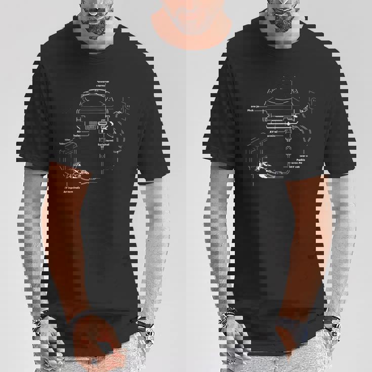 ヴィンテージゲーム図 Tvビデオゲームコンソール レトロチャート 長袖tシャツ Tシャツ 面白い贈り物