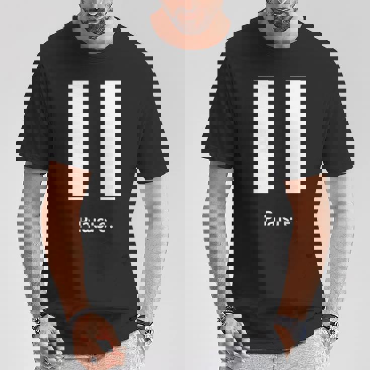 一時停止ボタン 長袖tシャツ Tシャツ 面白い贈り物