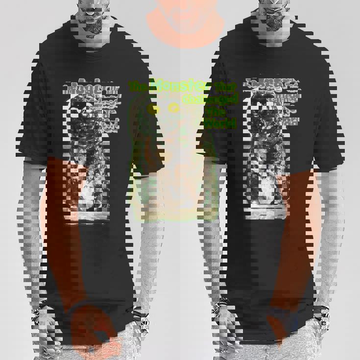 世界に挑んだヴィンテージクラシックホラーモンスター 長袖tシャツ Tシャツ 面白い贈り物