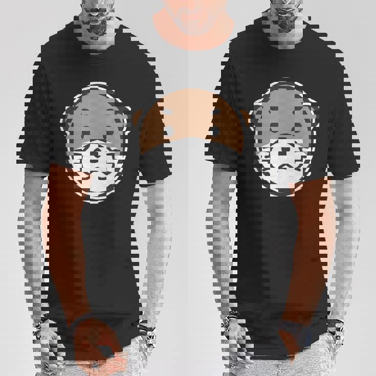 丸顔 カワウソ《コツメカワウソ》シンプル【どうぶつフレンズ】グッズ ゆるくて かわいい イラスト Tシャツ 面白い贈り物