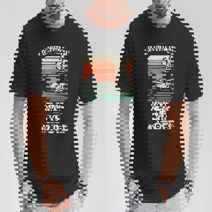 人生は本と猫と一緒に猫を読む カフェ 図書館 Tシャツ 面白い贈り物