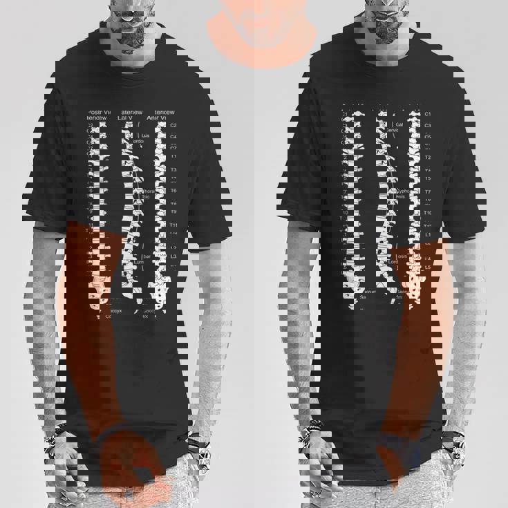 人間の脊椎解剖学カイロプラクティック図 Tシャツ 面白い贈り物