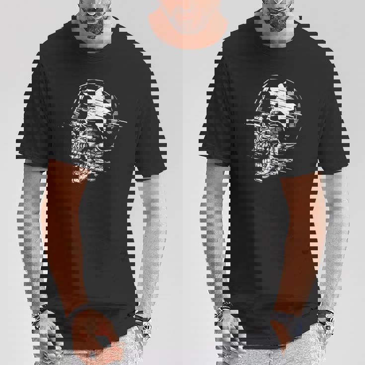 兵士 スカル スケルトン ミリタリー アーミー メモリアルデー 愛国心 Tシャツ 面白い贈り物