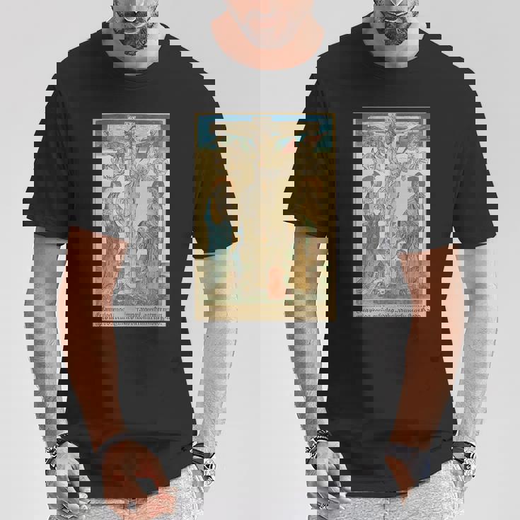 十字架上のイエス 中世美術 キリスト教 カトリック Tシャツ 面白い贈り物