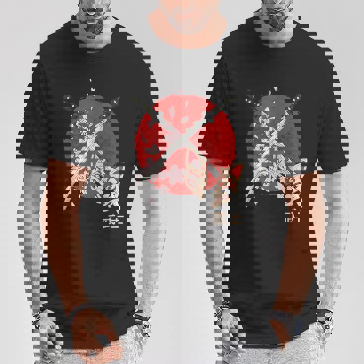 古代日本の桜 侍刀 Tシャツ 面白い贈り物