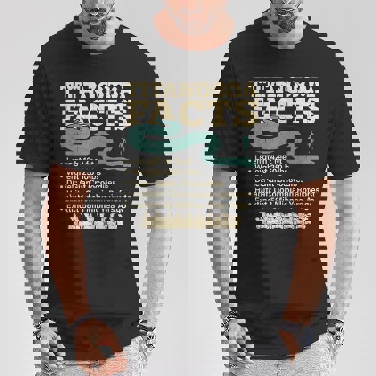 古代最強蛇ティタノボア解説 Titanoboa Facts 恐竜時代雑学 科学学習 Tシャツ 面白い贈り物