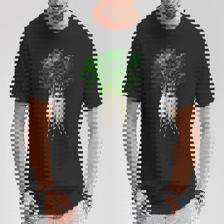 大根 野菜 グラフィックアート 大根 Tシャツ 面白い贈り物