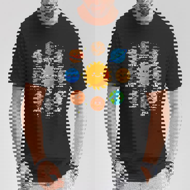 太陽系 9つの惑星 かわいい惑星 恋人 宇宙 天文学 Tシャツ 面白い贈り物