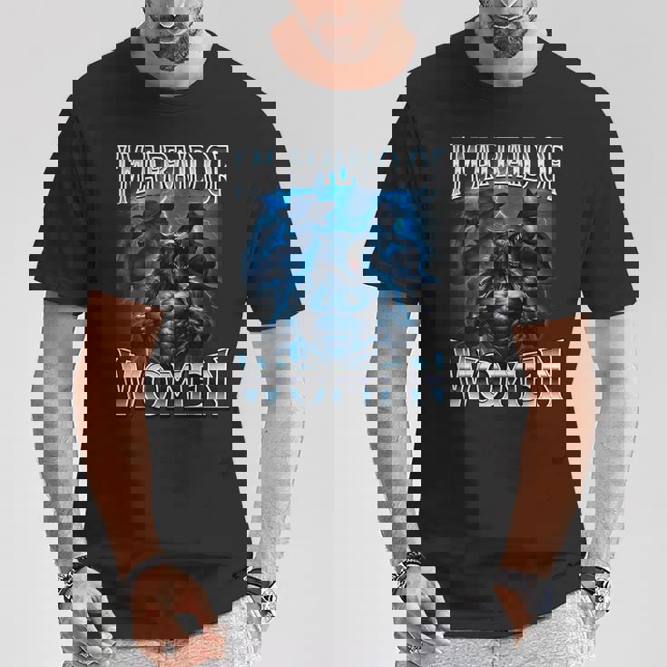 女が怖い狼アルファ・ウルフ・ミーム・クリンジ・ビアード Tシャツ 面白い贈り物