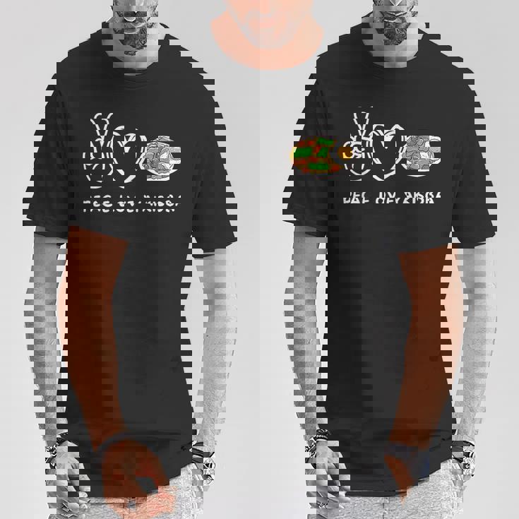 平和 愛 焼きそば レトロ 焼きそば 恋人 食べ物好き Tシャツ 面白い贈り物