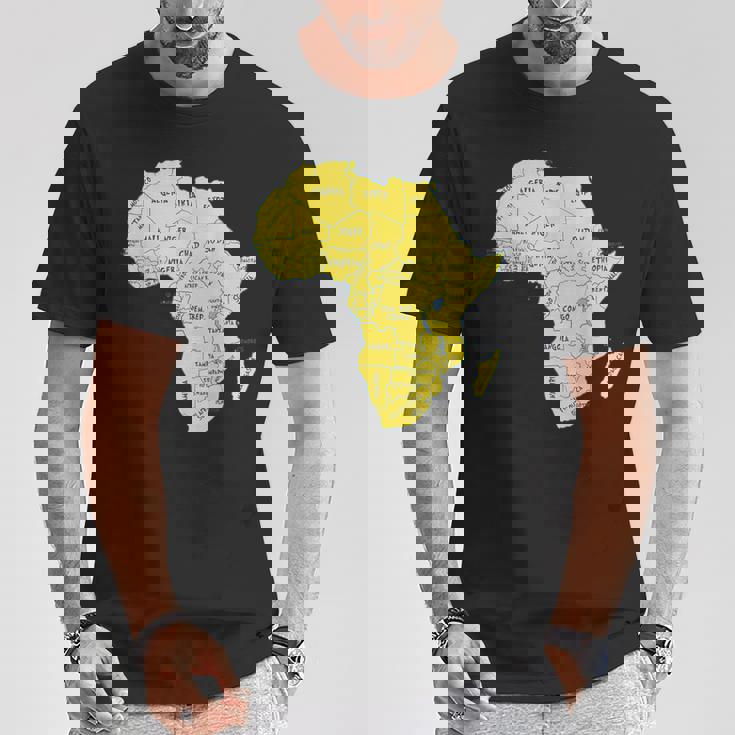 手描きアフリカ地図tシャツ 国名付き Tシャツ 面白い贈り物