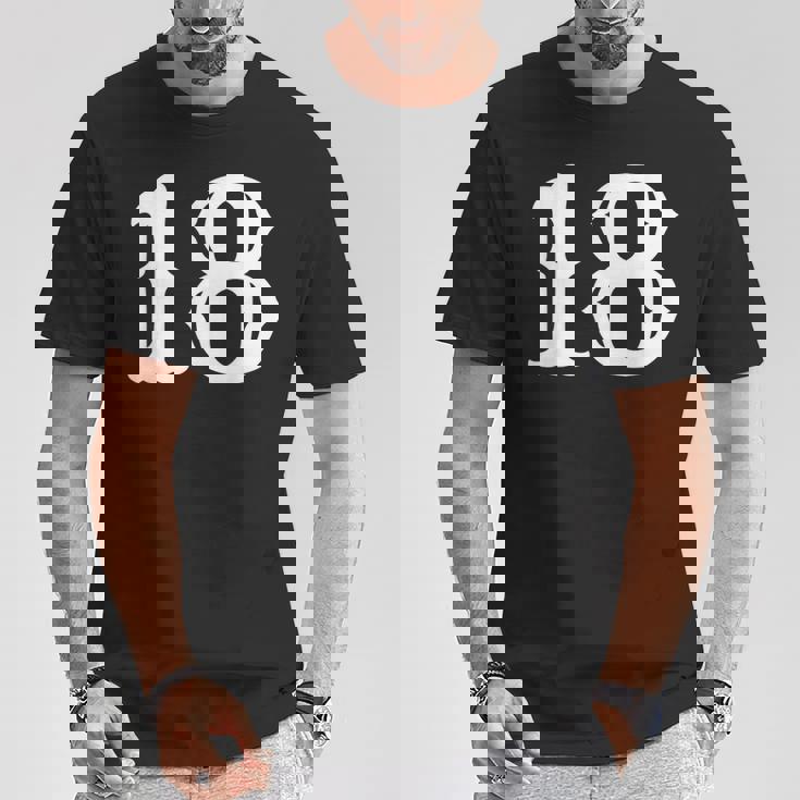 数字 18 インチ 白 大 太字 アメリカ 西部 スタイル フォント Tシャツ 面白い贈り物