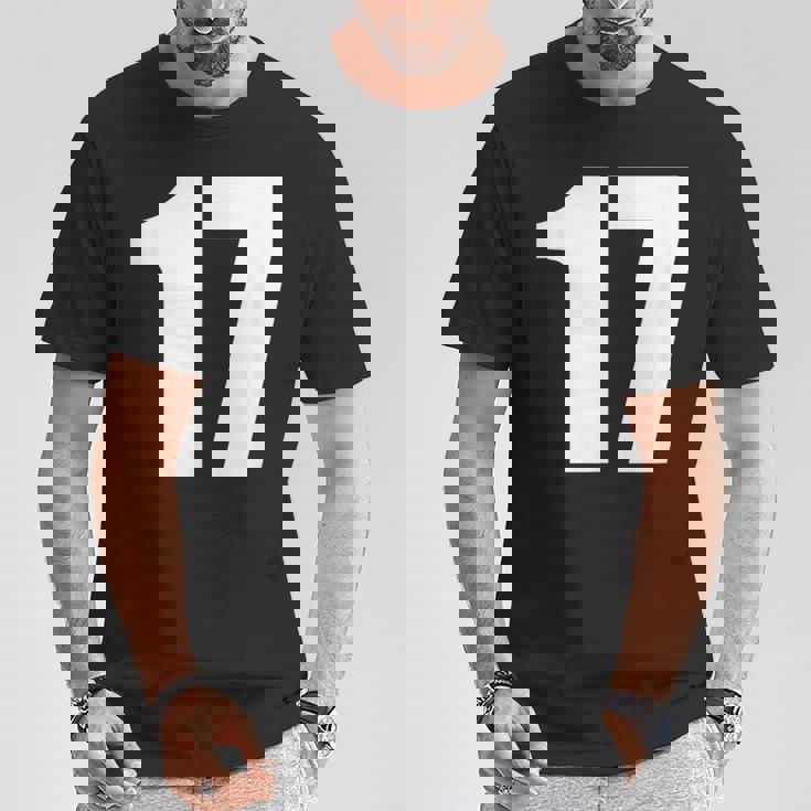 数字 セブンティーン数字 17 プレーンホワイト数字 Tシャツ 面白い贈り物