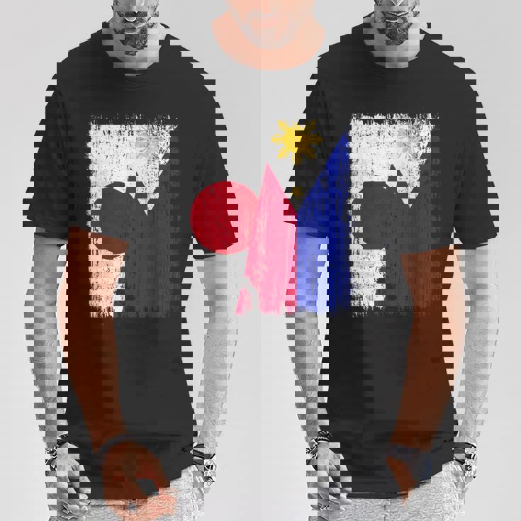 日本 フィリピン ハーフフラッグ 日本 フィリピン ジャージ Tシャツ 面白い贈り物