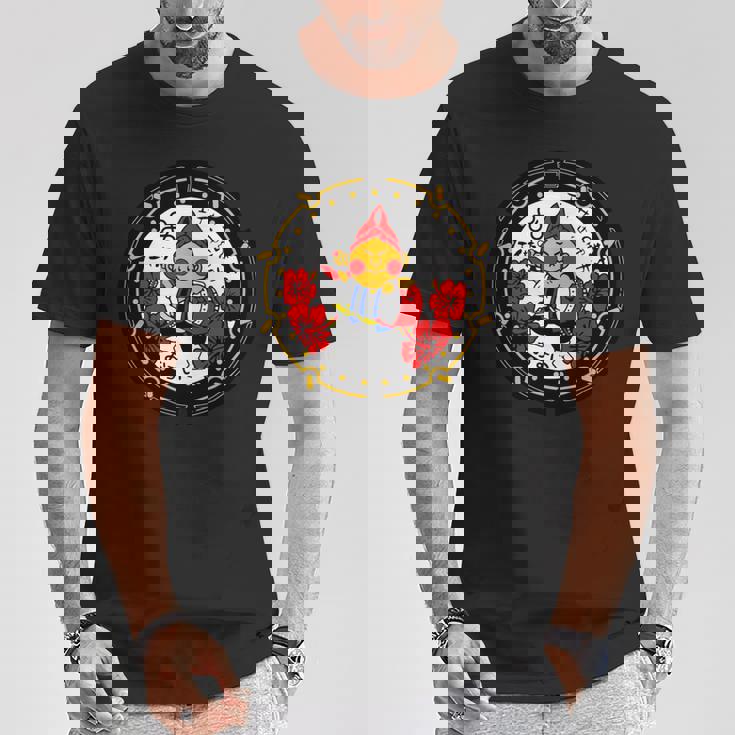 日本 マンホールアート 沖縄市栄房 エイサー 沖縄市エイサーエイ坊 ウチナ 長袖tシャツ Tシャツ 面白い贈り物