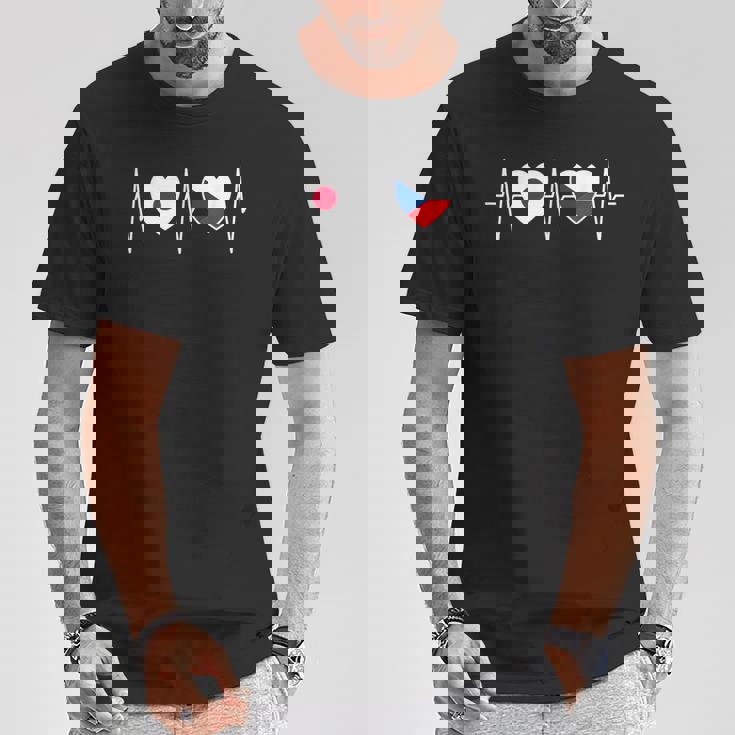日本とチェコ チェコ共和国の国旗 Tシャツ 面白い贈り物