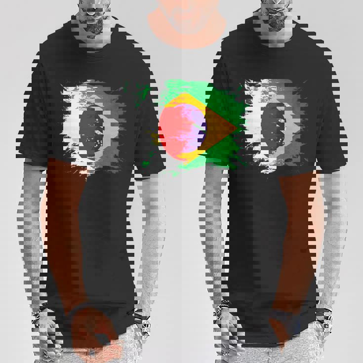 日本とブラジルのdnaヘリテージフラッグ 長袖tシャツ Tシャツ 面白い贈り物