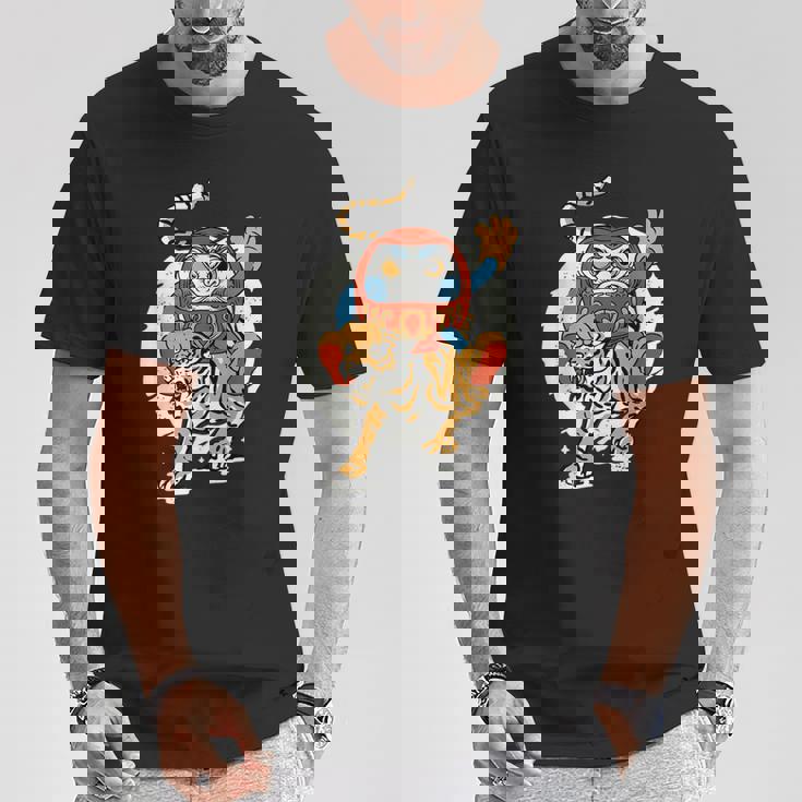 日本のトラ ラッキーだるま人形 日本の伝統 Tシャツ 面白い贈り物