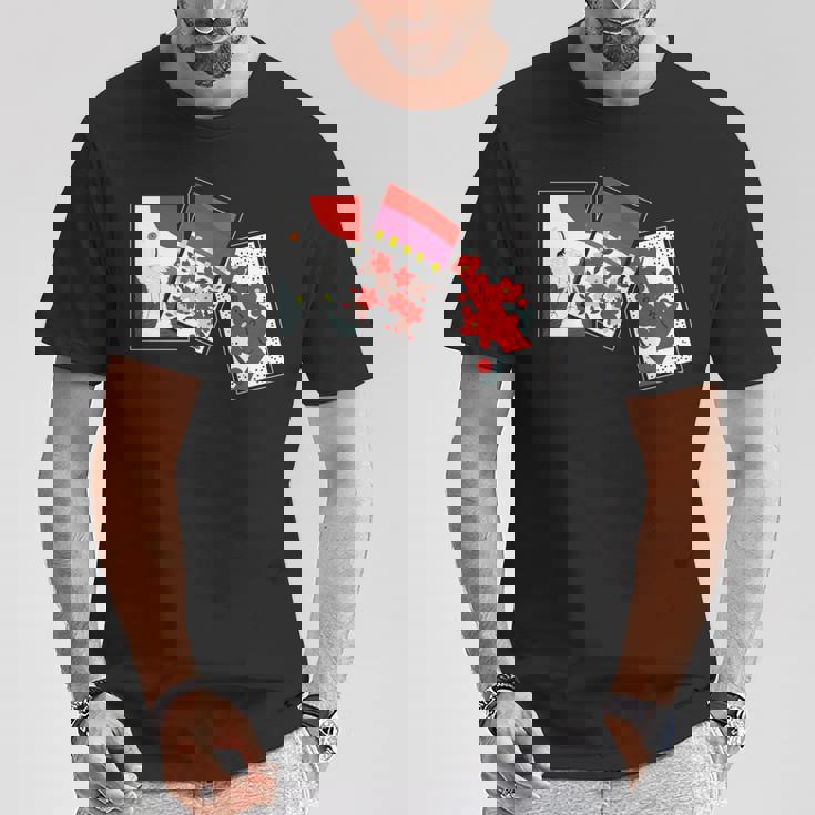 日本の伝統工芸品 花札 男性 女性 長袖tシャツ Tシャツ 面白い贈り物