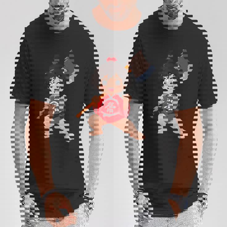 日本の民俗 金太郎 Tシャツ 面白い贈り物