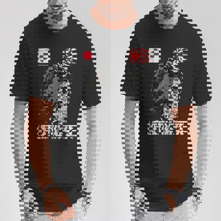 日本昇る日本の太陽旗 パイロット 頭蓋骨 侍 神風 Tシャツ 面白い贈り物