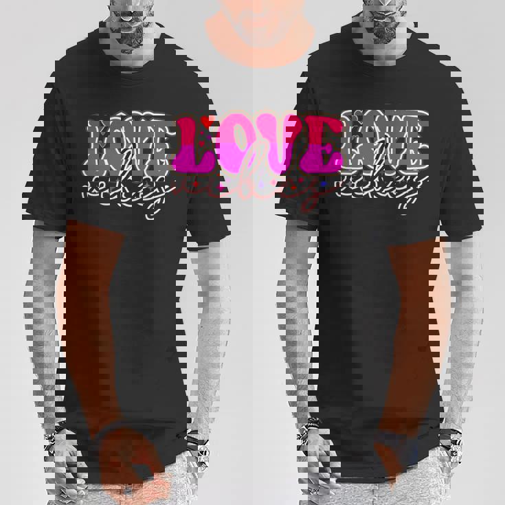 明るいピンク Loveibes ハート ネオンエナジー 長袖tシャツ Tシャツ 面白い贈り物