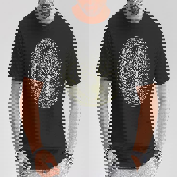 曼荼羅tシャツ 生命の樹 タトゥースタイルシャツ 長袖tシャツ Tシャツ 面白い贈り物