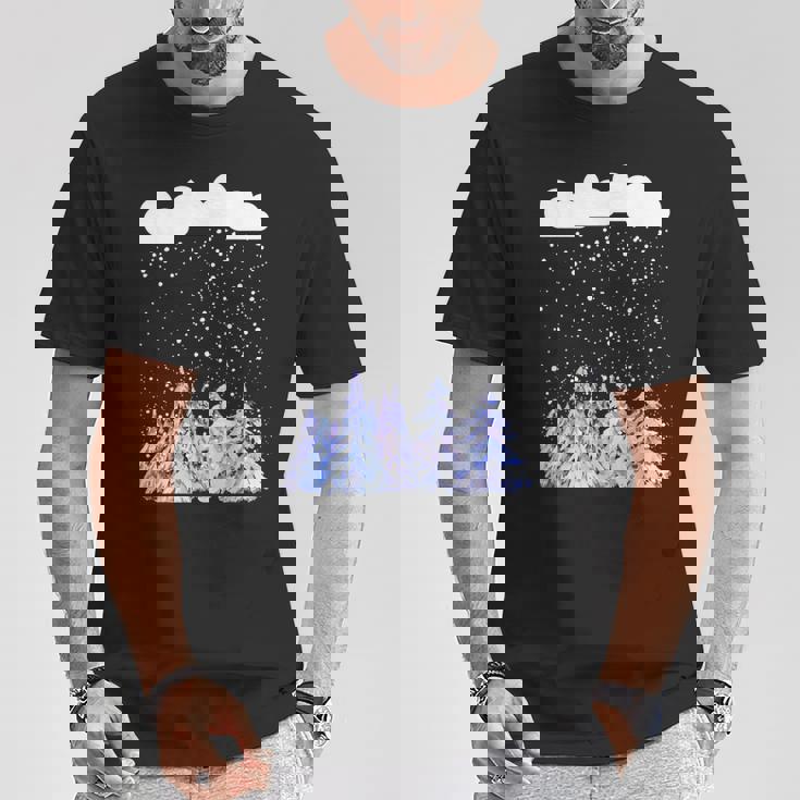 森 雪 新雪 落ちる 冬 ワンダーランド 雪 恋人 Tシャツ 面白い贈り物