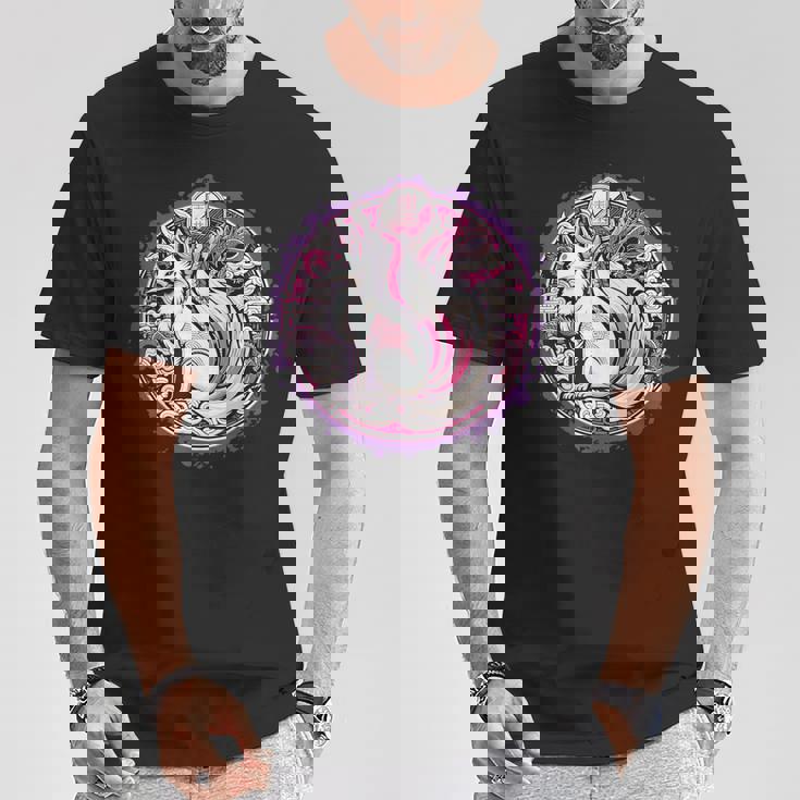 民話 きつね 九尾狐 日本龍 Tシャツ 面白い贈り物