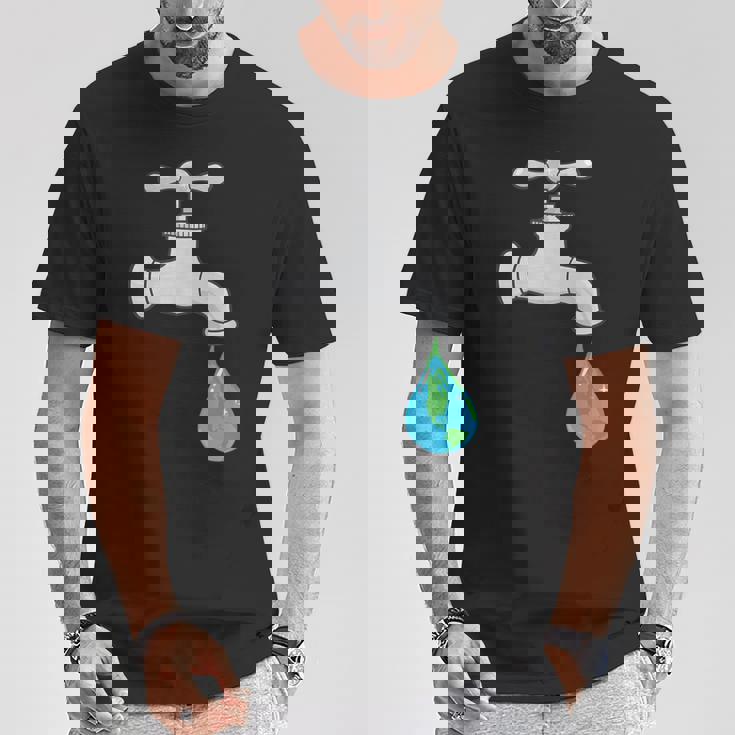 水道蛇口漏れ Tシャツ 面白い贈り物