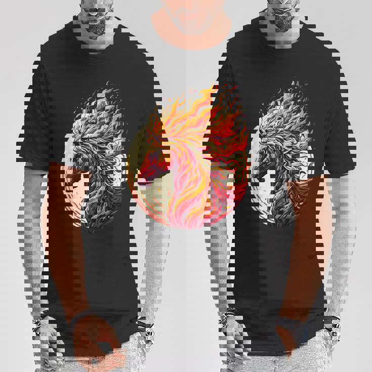 燃える 動物 馬 動物 クール 馬 火 炎 Tシャツ 面白い贈り物