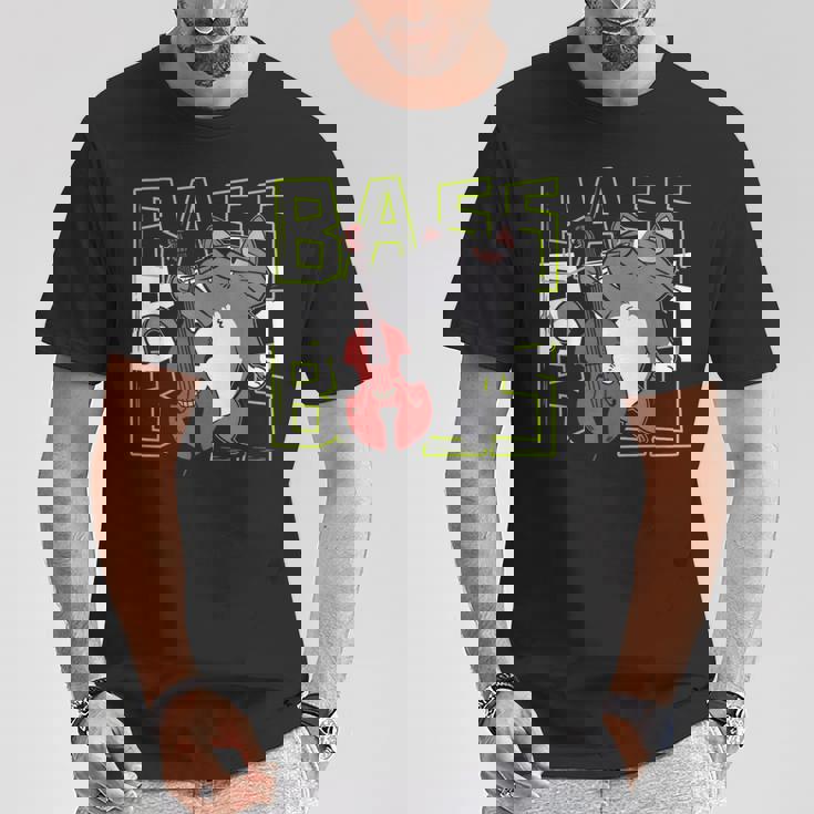 猫 二重低音プレーヤー Tシャツ 面白い贈り物