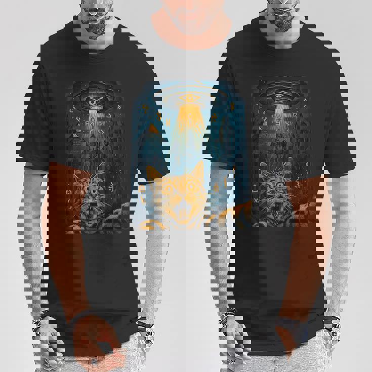 猫 自撮り Ufo エジプトの神々の行列 ラーの神話の目 Tシャツ 面白い贈り物