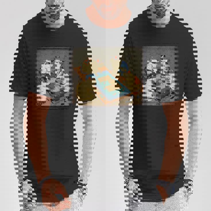 猫 遊ぶ 麻雀 面白いプレーヤー 文字付き Tシャツ 面白い贈り物