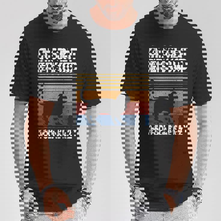 猫は素晴らしい ビールは美味しい、そして人々はクレイジー ビルマ猫 Tシャツ 面白い贈り物